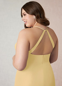 Azazie Becca Robes de demoiselle d'honneur Robe Fourreau en Mousseline de soie Col en V Beurre image11