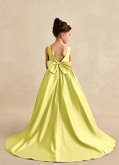 Azazie Mimia Flower Girl Dresses Canary A-Line Bow Matte Satin Dress image2