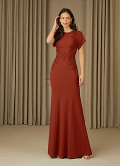 Azazie Adonna Mother of the Bride Dresses Rust Mermaid Lace Dress image1