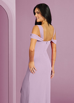 Barbie ♥ Azazie Robes de demoiselle d'honneur Robe Trapèze en Mousseline de soie Épaule décolletée Frostiges Flieder image2