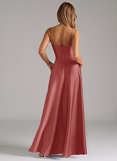 Azazie Elle Brudtärnklänningar Klä av A-Linje i Stretch Satin Plisserad Antik Ros image7