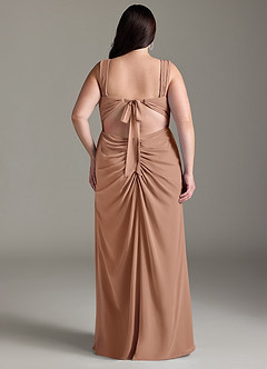 Azazie Jesaphine Bridesmaid Dresses Champagne Rose Sheath Bow Chiffon Dress image9