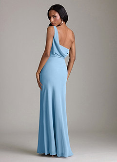 Azazie Madelyn Bridesmaid Dresses Steel Blue Mermaid One Shoulder Chiffon Convertible Dress image10