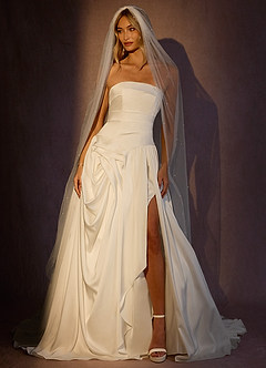 front Jenna Pearl Chapel Length Veil