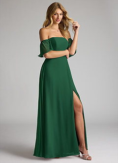Azazie Sue Bridesmaid Dresses Dark Green A-Line Off the Shoulder Chiffon Convertible Dress image5