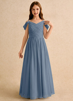 Azazie Chelo Girls Formal Flower Girl Dresses Twilight A-Line Pleated Chiffon Dress image5