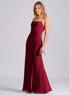 Azazie Grata Bridesmaid Dresses Burgundy Mermaid Pleated Chiffon Dress image4