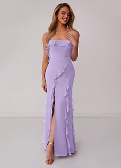 Barbie ♥ Azazie Bridesmaid Dresses Lilac Sheath Bow Chiffon Dress image3