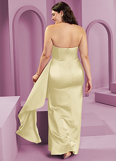Barbie ♥ Azazie Venta Final Vestido de Sorbete De Limón de Satén Elástico de Corte Recto Convertible con Sin tirantes image10