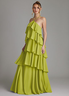 Azazie Deena Bridesmaid Dresses Lemongrass A-Line Ruched Chiffon Dress image5