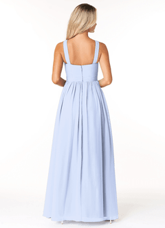 Azazie Elvira Bridesmaid Dresses Ice A-Line Pleated Chiffon Dress image2