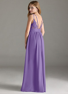 Azazie Maren Allure Junior Tahiti A-Line Lace Chiffon Dress image2