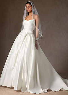 front Fingertip Cascading Pearl Fringe Bridal Cape Veil