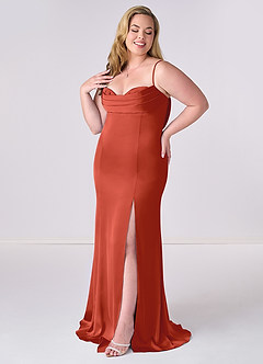 Barbie ♥ Azazie Bridesmaid Dresses Rust Mermaid Corset Stretch Satin Dress image9