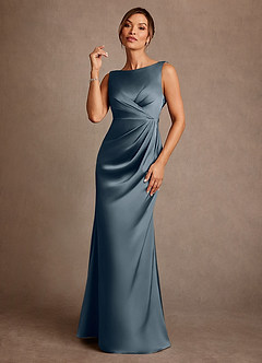 Azazie Baltimore Mother of the Bride Dresses Twilight A-Line Pleated Stretch Satin Dress image1