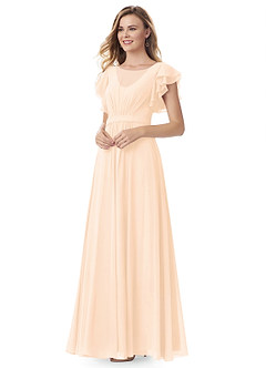 Azazie Daphne Modest Bridesmaid Dresses A-Line Ruffled Chiffon Floor-Length Dress image13