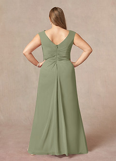 Azazie Sally Mother of the Bride Dresses Pistachio A-Line V-Neck Pleated Chiffon Dress image7