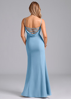 Azazie Wynni Abiti da Damigella Abito Sirena in Chiffon Corsetto Blu Acciaio image6