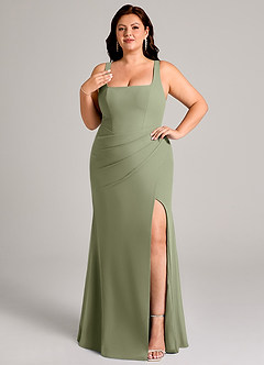 Azazie Mero Bridesmaid Dresses Pistachio Sheath Pleated Chiffon Dress image11