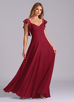 Azazie Leilani Bridesmaid Dresses Burgundy A-Line Pleated Chiffon Dress image3