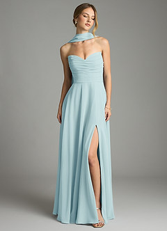 Azazie Ayla Abiti da Damigella Abito A-Line in Chiffon Scollo a Cuore Sea Glass image7