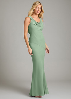Azazie Rylina Bridesmaid Dresses Matcha Mermaid Pleated Chiffon Dress image5