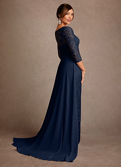 Azazie Van Buren Mother of the Bride Dresses Dark Navy Sheath Lace Dress image2