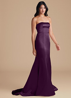 Azazie Aura Bridesmaid Dresses Plum Mermaid Metallic Satin Convertible Dress image5