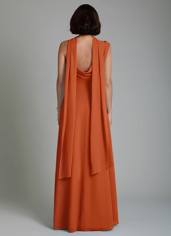 Azazie True Bridesmaid Dresses Burnt Orange A-Line Pleated Chiffon Dress image8