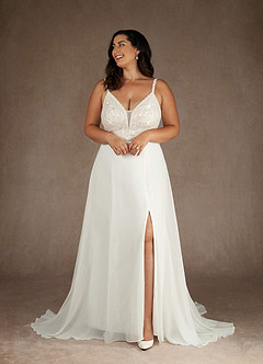 Azazie Moonshine Wedding Dresses A-Line Sequins Chiffon Chapel Train Dress image7