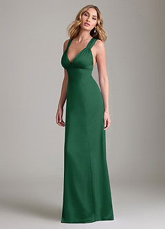 Azazie Cemion Brudtärnklänningar Klä av A-Linje i Stretch Satin Mörkgrön image5