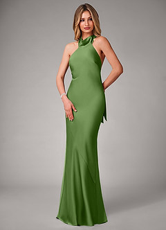 Azazie Velli Brudtärnklänningar Klä av Sjöjungfru i Stretch Satin Hög hals Basilika image3