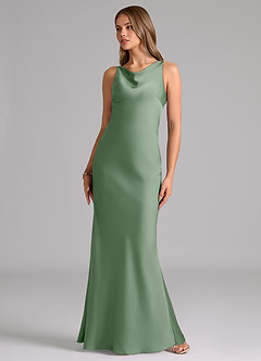 Azazie Allettie Brautjungfernkleider Meerjungfrau-Linie Stretch-Satin Kleid Matcha image5