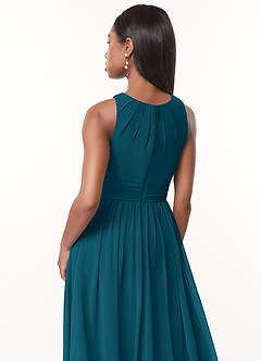 Azazie Harper Bridesmaid Dresses Ink Blue A-Line Pleated Chiffon Dress image4