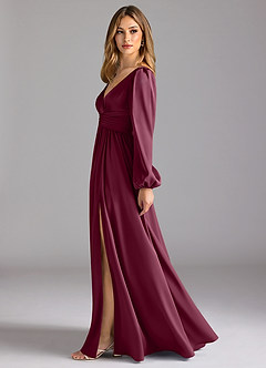 Azazie Norah Bridesmaid Dresses Mulberry A-Line Stretch Satin Dress image4