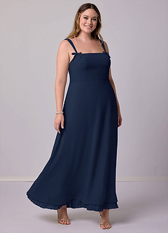 Barbie ♥ Azazie Bridesmaid Dresses Dark Navy A-Line Pleated Chiffon Dress image10