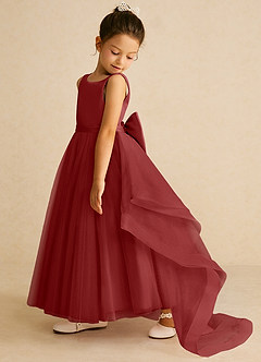 Azazie Pumpkin Flower Girl Dresses Rust A-Line Convertible Tulle Dress image4
