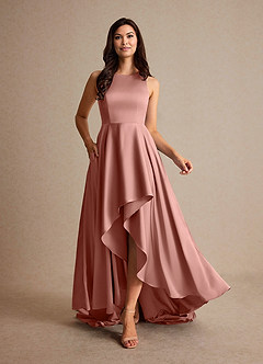 Azazie Niles Mother of the Bride Dresses Rosette A-Line Trains Stretch Satin Dress image6