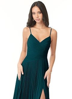 Azazie Vini Bridesmaid Dresses Pine A-Line V-Neck Pleated Chiffon Dress image6