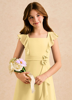 Azazie Soso Girls Formal Flower Girl Klänningar Klänning A-Line i Chiffong Plisserad image6