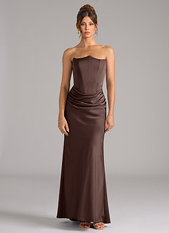 Azazie Debby Jurken voor bruidsmeisjes Converteerbaar Jurk van Stretch Satijn met Zeemeermin Strapless Ganache image5