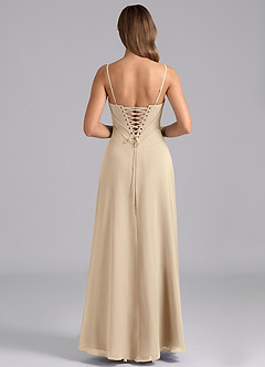 Azazie Valentine Bridesmaid Dresses Champagne A-Line Corset Chiffon Dress image2