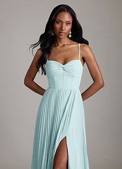 Azazie Akiko Bridesmaid Dresses Sea Glass A-Line Sweetheart Neckline Chiffon Dress image2