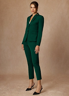 front Whitney Emerald Structured Stretch Cropped Dress Pants