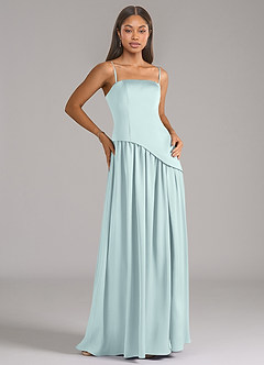 Azazie Adeline Robes de demoiselle d'honneur Robe Trapèze Convertible en Satin extensible Sans bretelle Brume image7