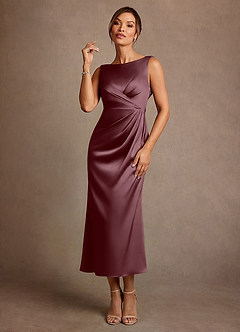 Azazie Mazhe Klänningar till brudens mor Klä A-Line i Stretch Satin Plisserad Sangria image1