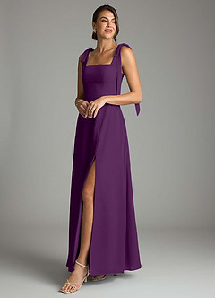 Azazie Debra Bridesmaid Dresses Grape A-Line with Pockets Chiffon Convertible Dress image8