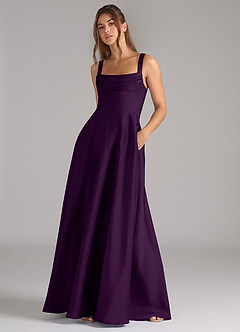 Azazie Shaude Robes de demoiselle d'honneur Robe Trapèze en Satin extensible Plissée Grain De Raisin image4