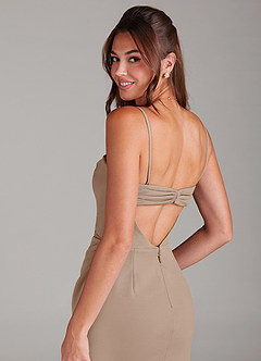 Azazie Leonis Jurken voor bruidsmeisjes Converteerbaar Jurk van Stretch crêpe met Kolom Strapless Taupe image4