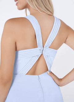 Azazie Jane Final Sale Matcha A-Line V-Neck Pleated Chiffon Dress image5